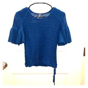 Free People Knit 🧶 Beautiful Blue Blouse; NWOT